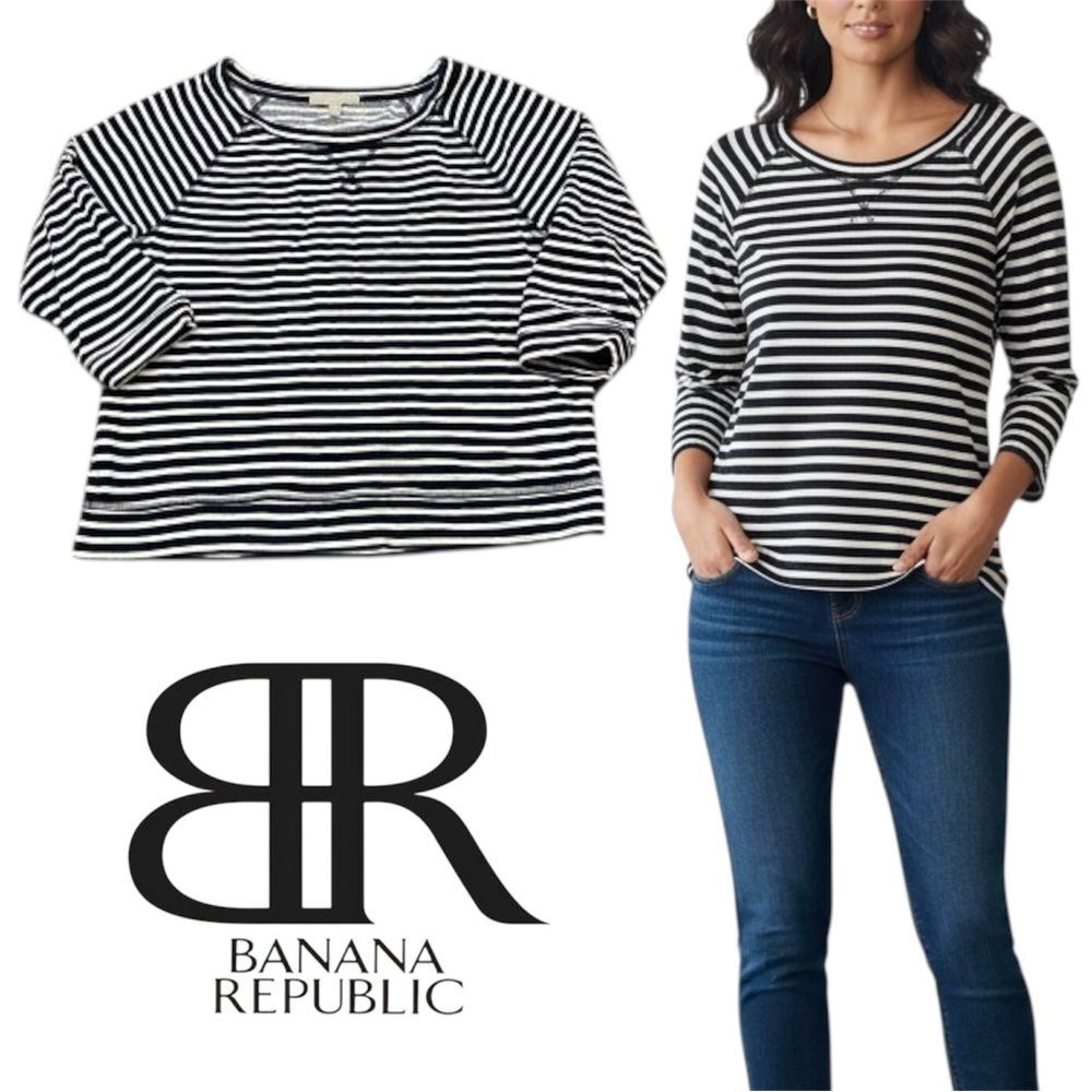 Banana Republic Monochrome Striped Knit Sweater Size Large